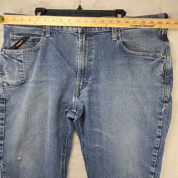 Ariat Rebar M4 Jeans Mens 40x30 (Fits 42x28) Blue Relaxed Boot Cut LoopLock - Picture 13 of 16